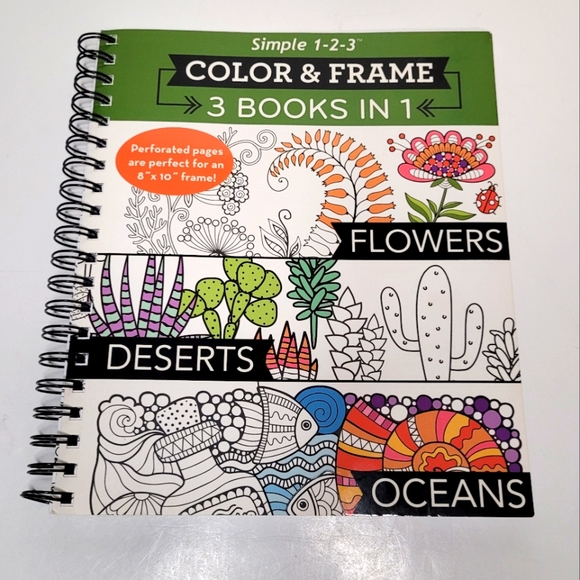 Other - Color and Frame 3 books in 1 Flowers Deserts Oceans NWOT